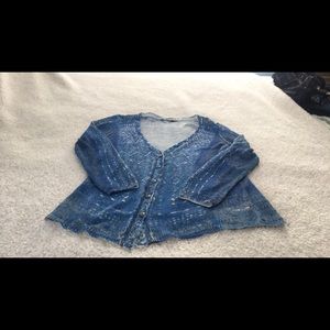 dressy sweater, blue textured